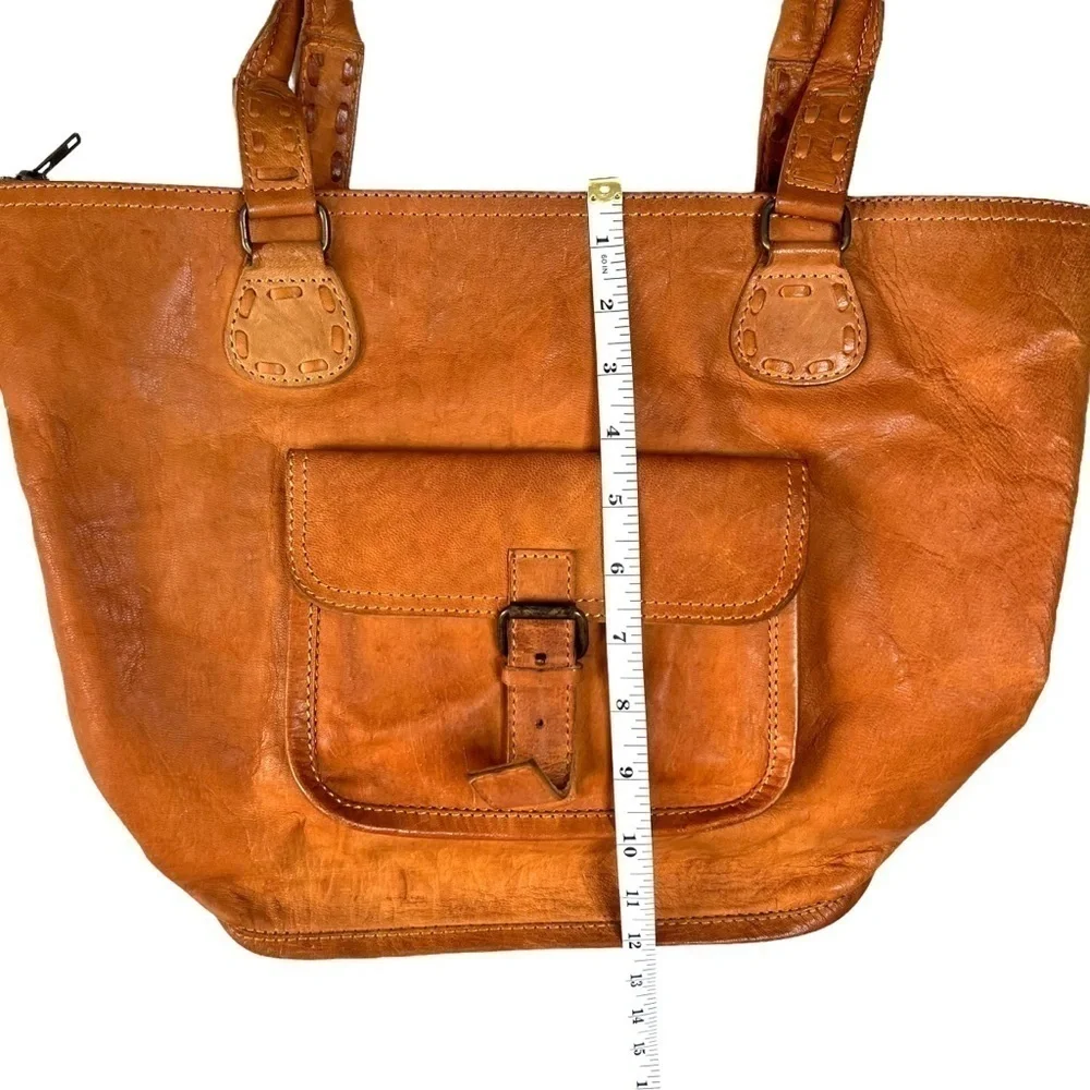 Noonday Collection Rustic Leather Artisan Bohemian Hobo Tote Purse Made In India